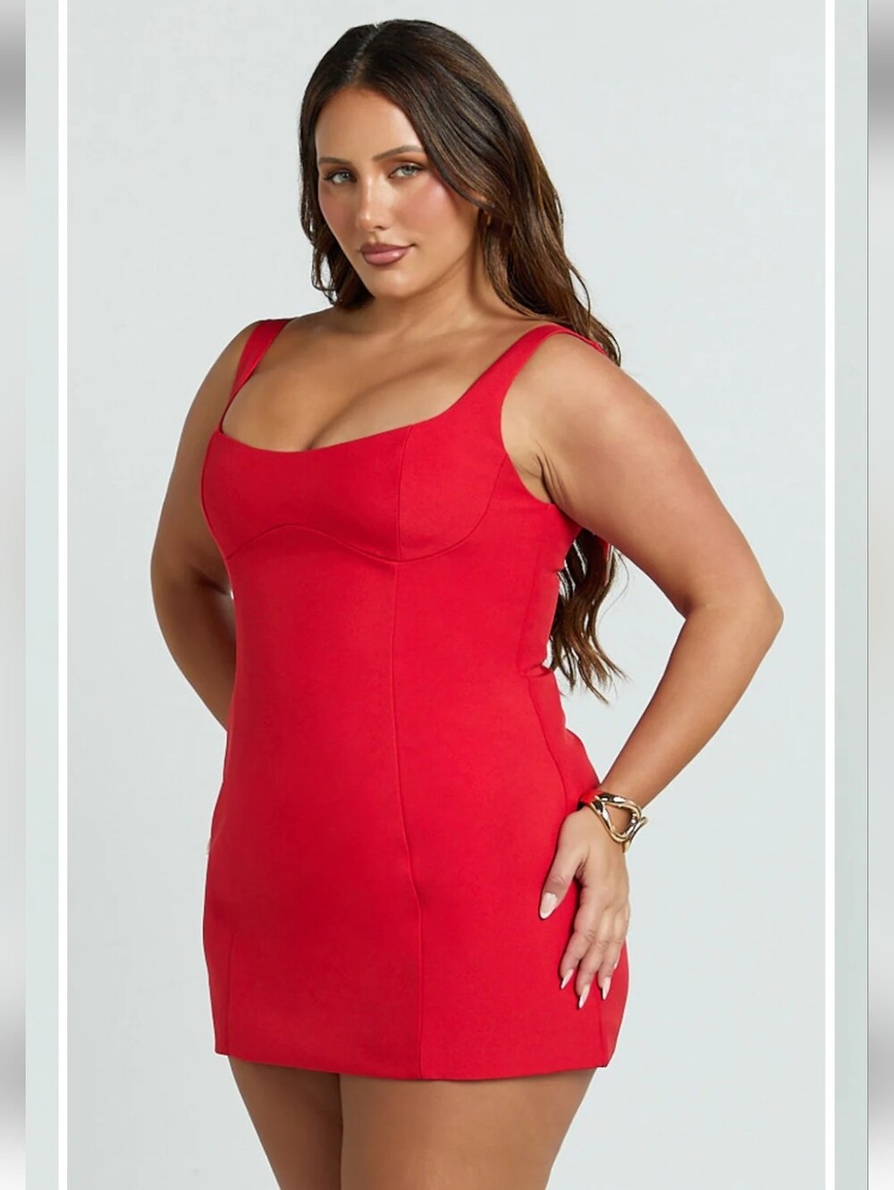 Showpo Aretha Mini Dress Corset Panel Dress Red Size 12 New - Picture 2 of 12